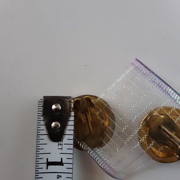 Vintage Floral Enamel Cloisonné Clip On Gold Tone Earrings - Picture 7 of 9